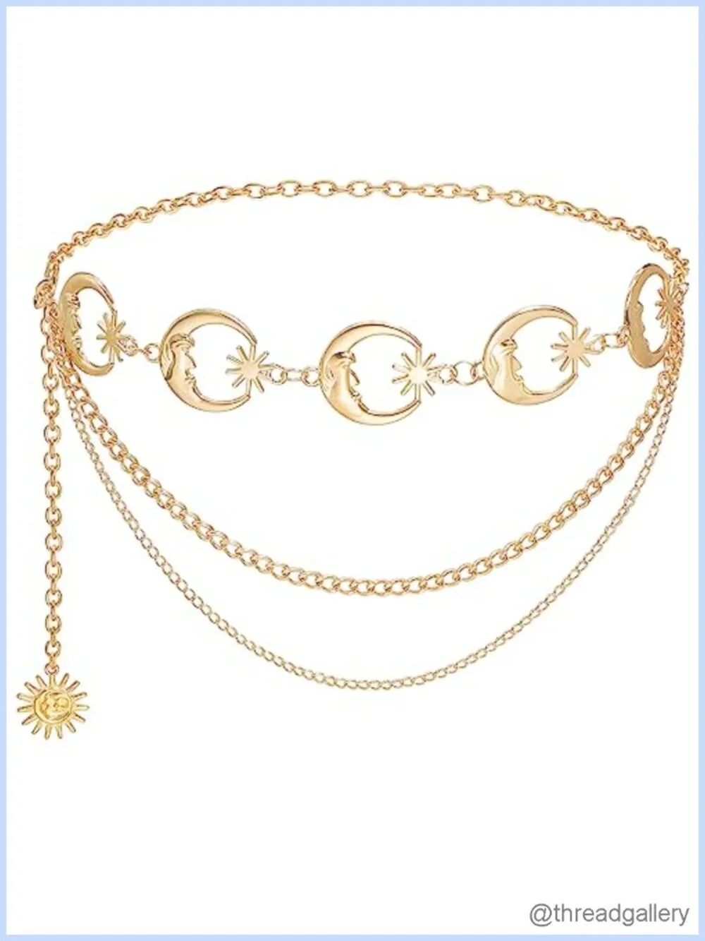 Alloy Multilayer Sun Moon Waist Chain Belt Adjustable Lobster Clasp